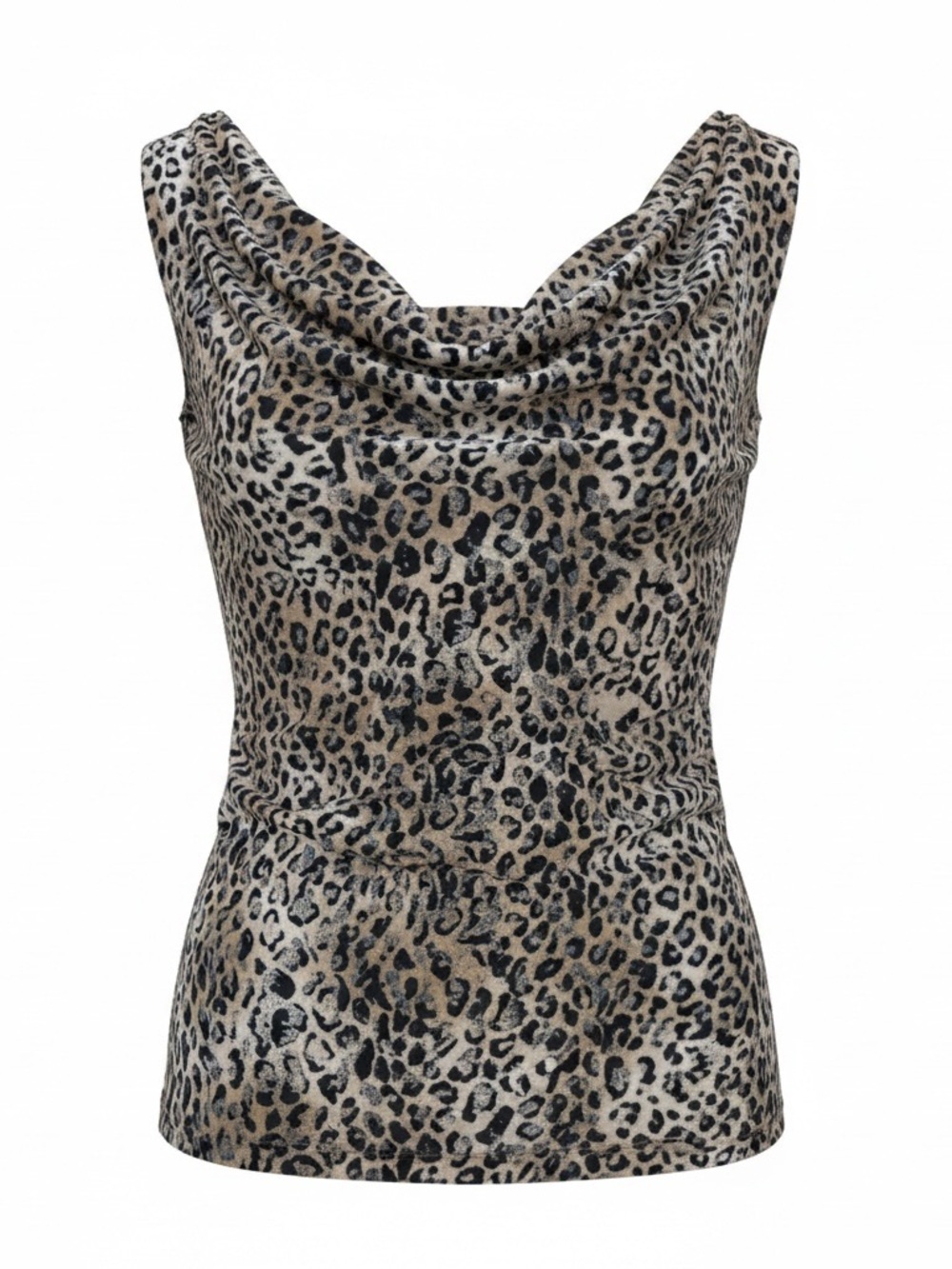 Calvin Klein Leopard Print Satin Cowl Neck Camisole - Brown & Black
